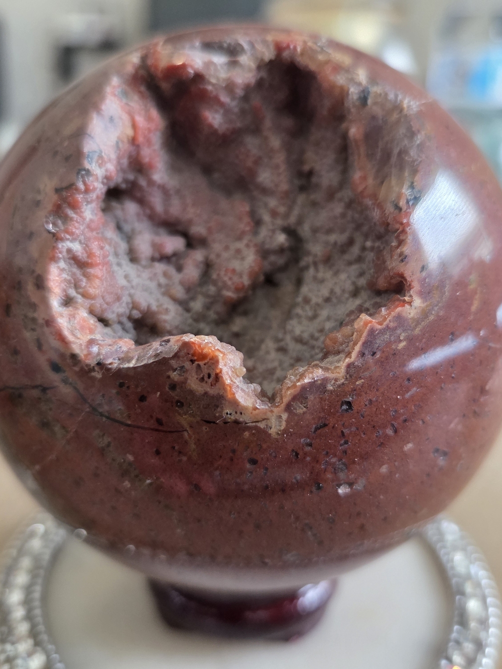 Natural Vesuvianite Geode Crystal Orb Sphere New #7